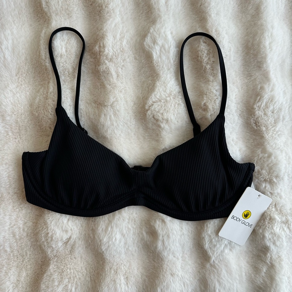 🆕 Body Glove | Black Ribbed Underwire Bikini Top - Size L.